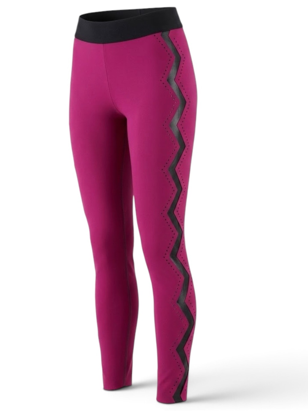 Ultracor Level Ultra High Patent Zig Zag Perforated Leggings Plum Berry Small